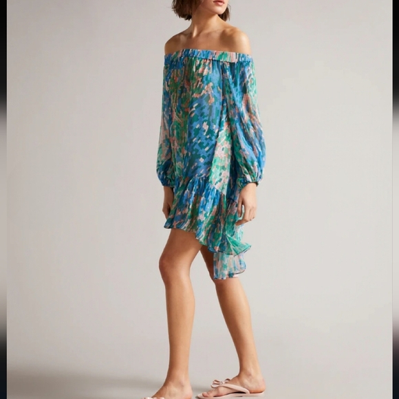 Ted Baker Galasia Graphic Print Off The Shoulder Cover Up - Picture 7 of 8